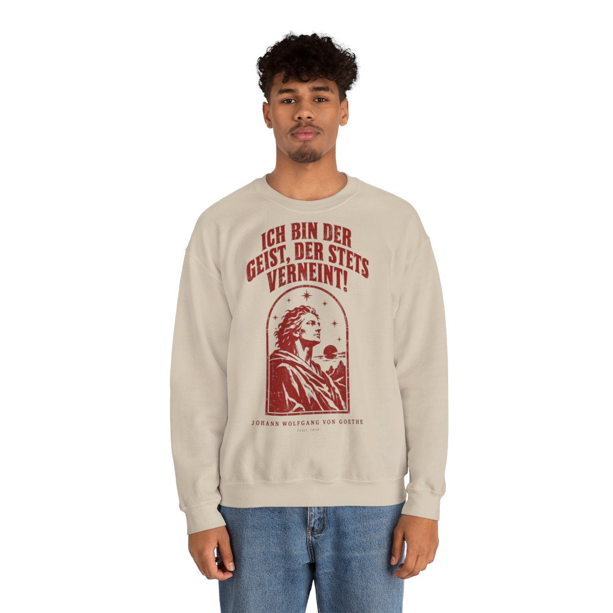 Unisex Sweatshirt mit Zitat - Goethe - Ich bin der Geist, der stets verneint – person-2