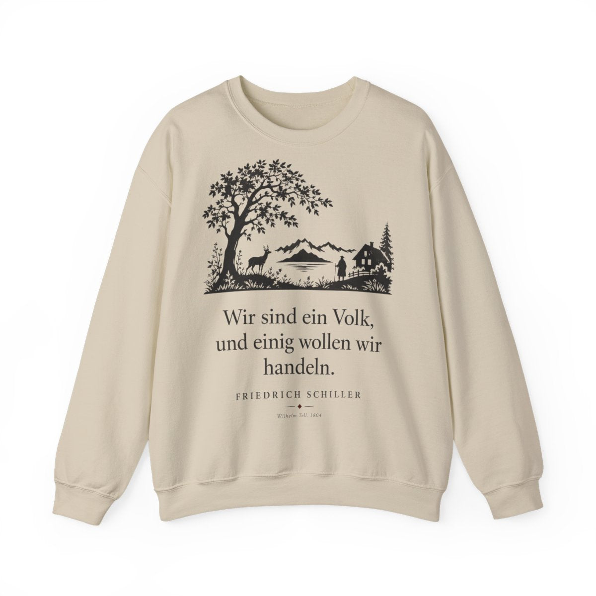 Unisex Sweatshirt mit Zitat - Schiller - Wir sind ein Volk Scherenschnitt – front