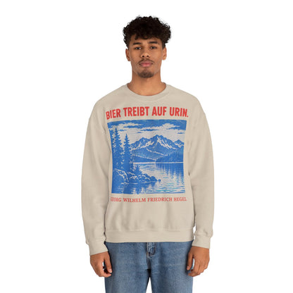 Unisex Sweatshirt mit Zitat - Hegel - Bier treibt auf Urin Plakat – person-2