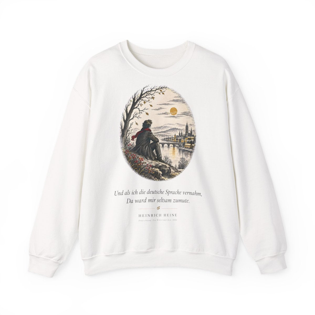 Unisex Sweatshirt mit Zitat - Heine - Und als ich die deutsche Sprache vernahm Nachtstück – front