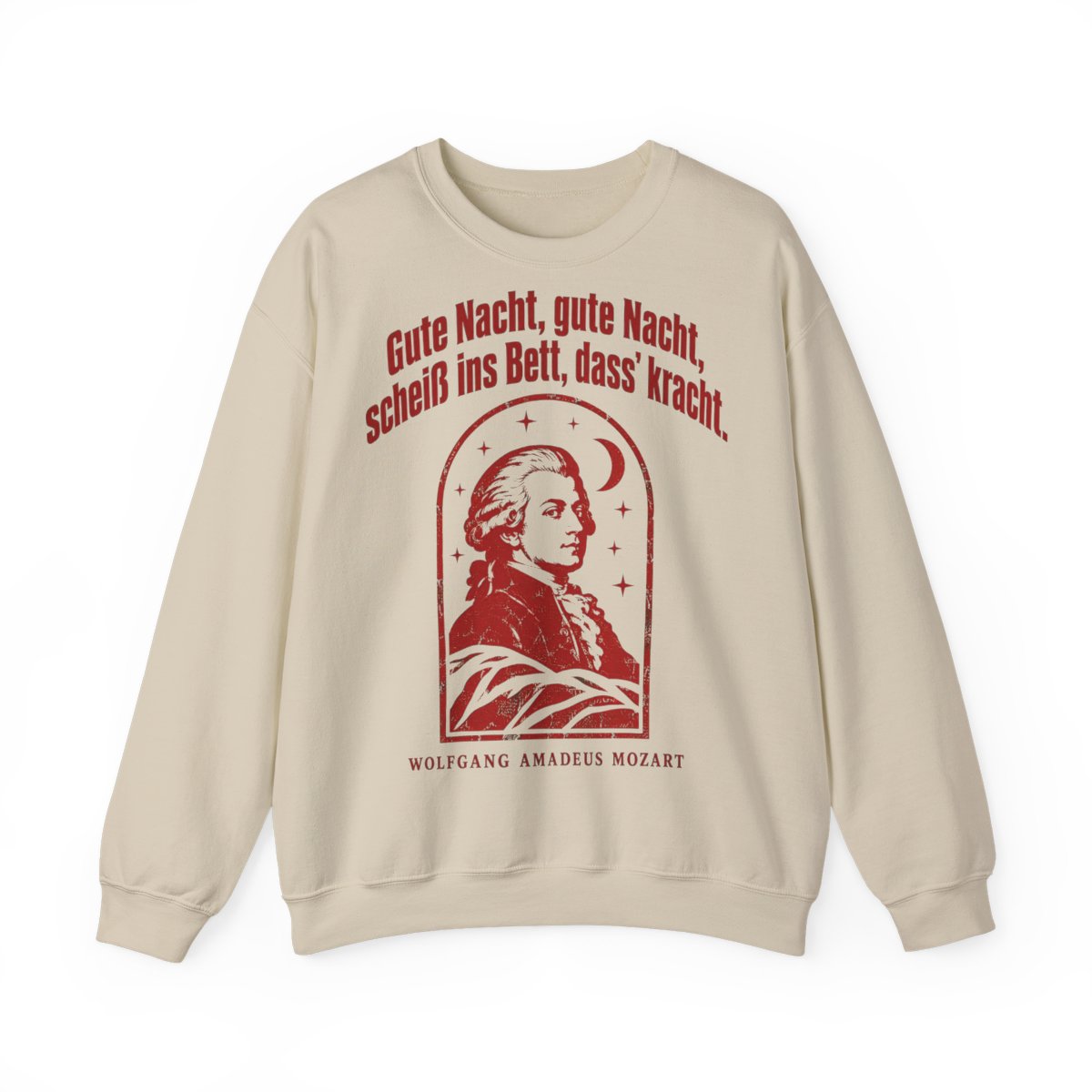 Unisex Sweatshirt mit Zitat - Mozart - Gute Nacht, gute Nacht Vintage – front