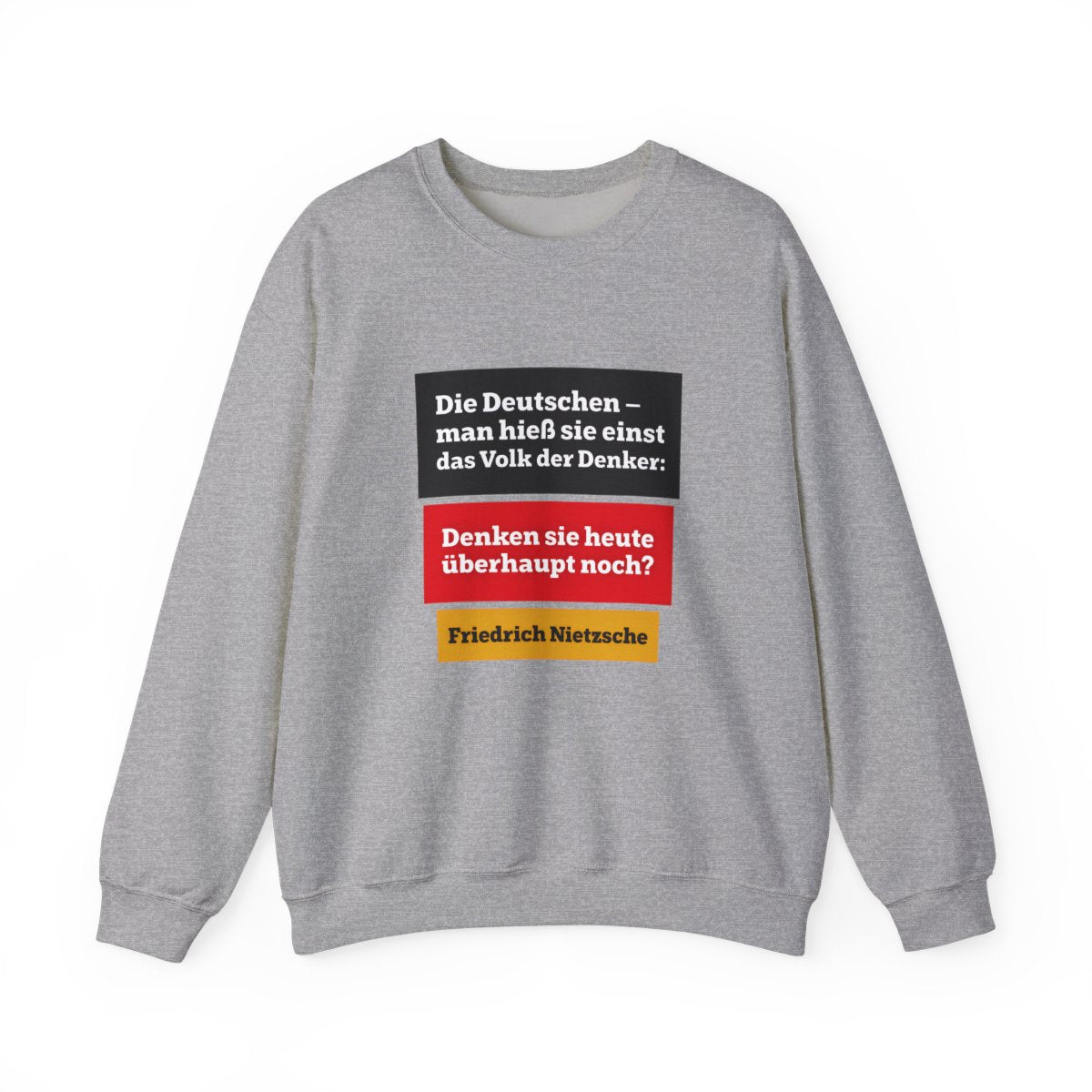 Unisex Sweatshirt mit Zitat - Nietzsche - Volk der Denker Balken – front