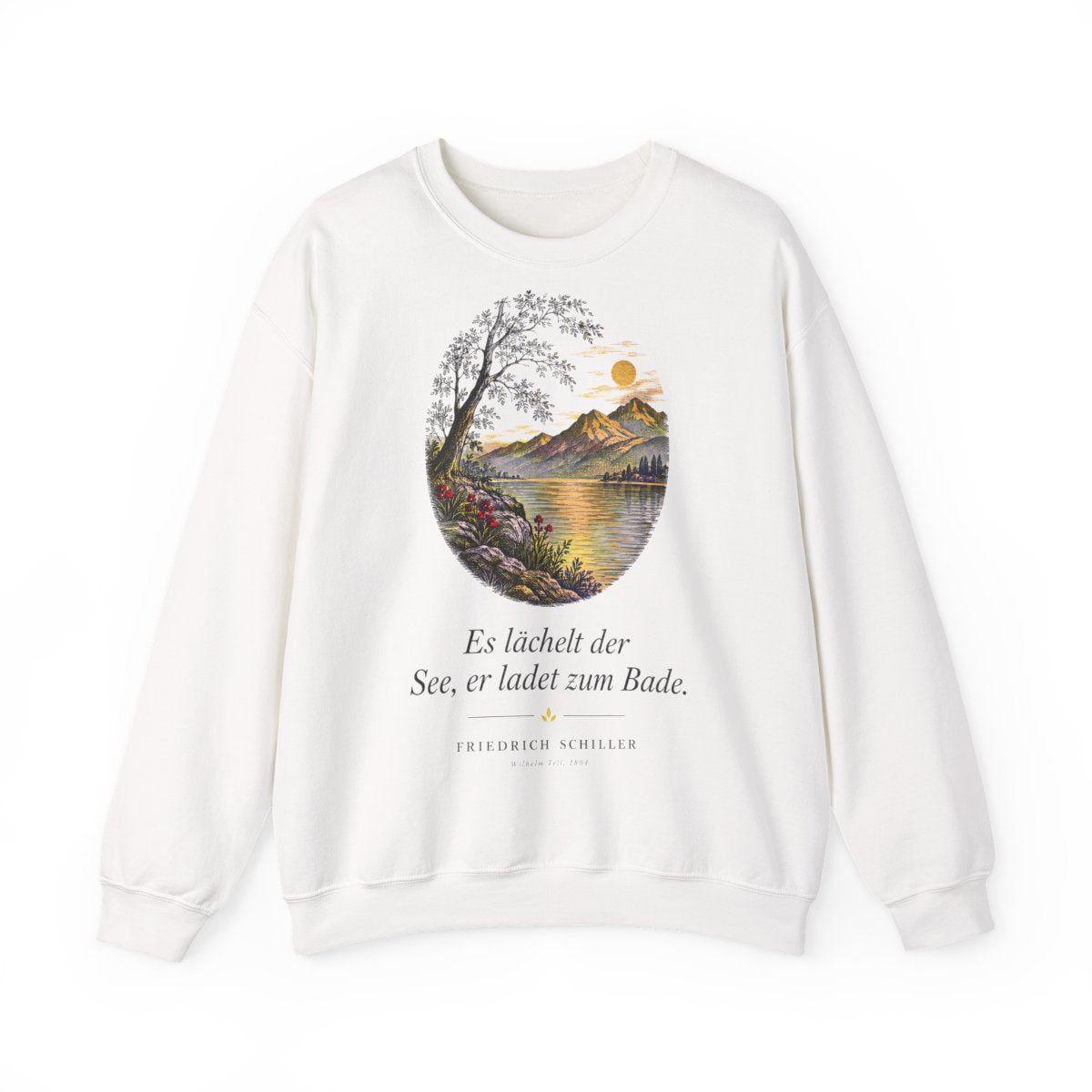 Unisex Sweatshirt mit Zitat - Schiller - Es lächelt der See – front