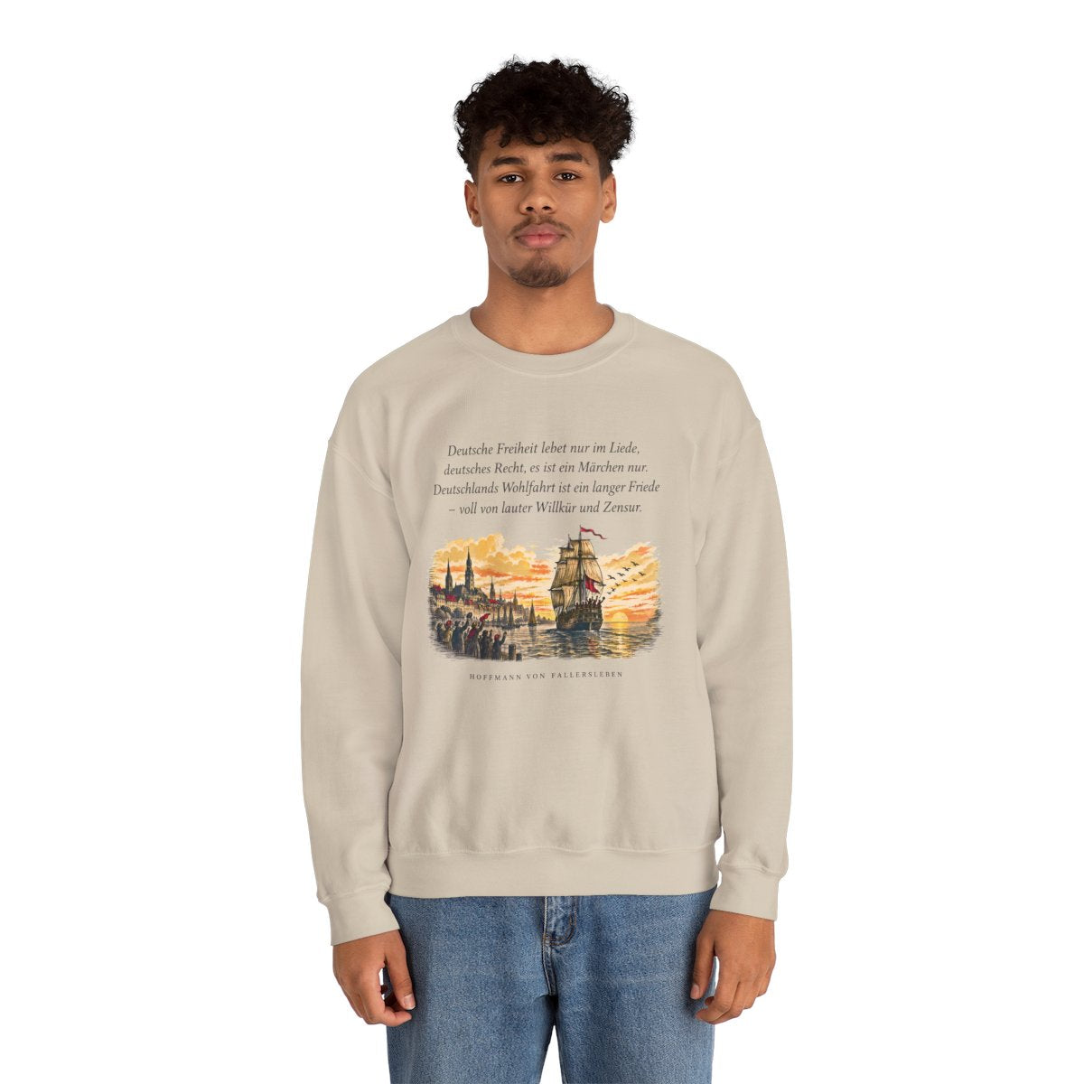 Unisex Sweatshirt mit Zitat - Fallersleben - Deutsche Freiheit lebet nur im Liede – person-2