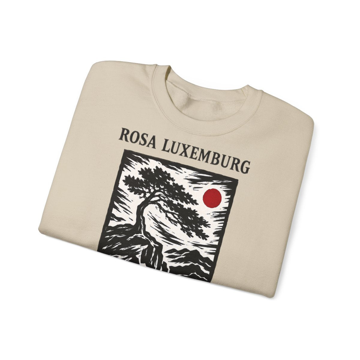 Unisex Sweatshirt mit Zitat - Luxemburg - Freiheit ist immer Freiheit der Andersdenkenden Holzschnitt – folded