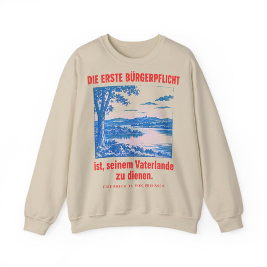 Unisex Sweatshirt mit Zitat - Preußen - Die erste Bürgerpflicht – front