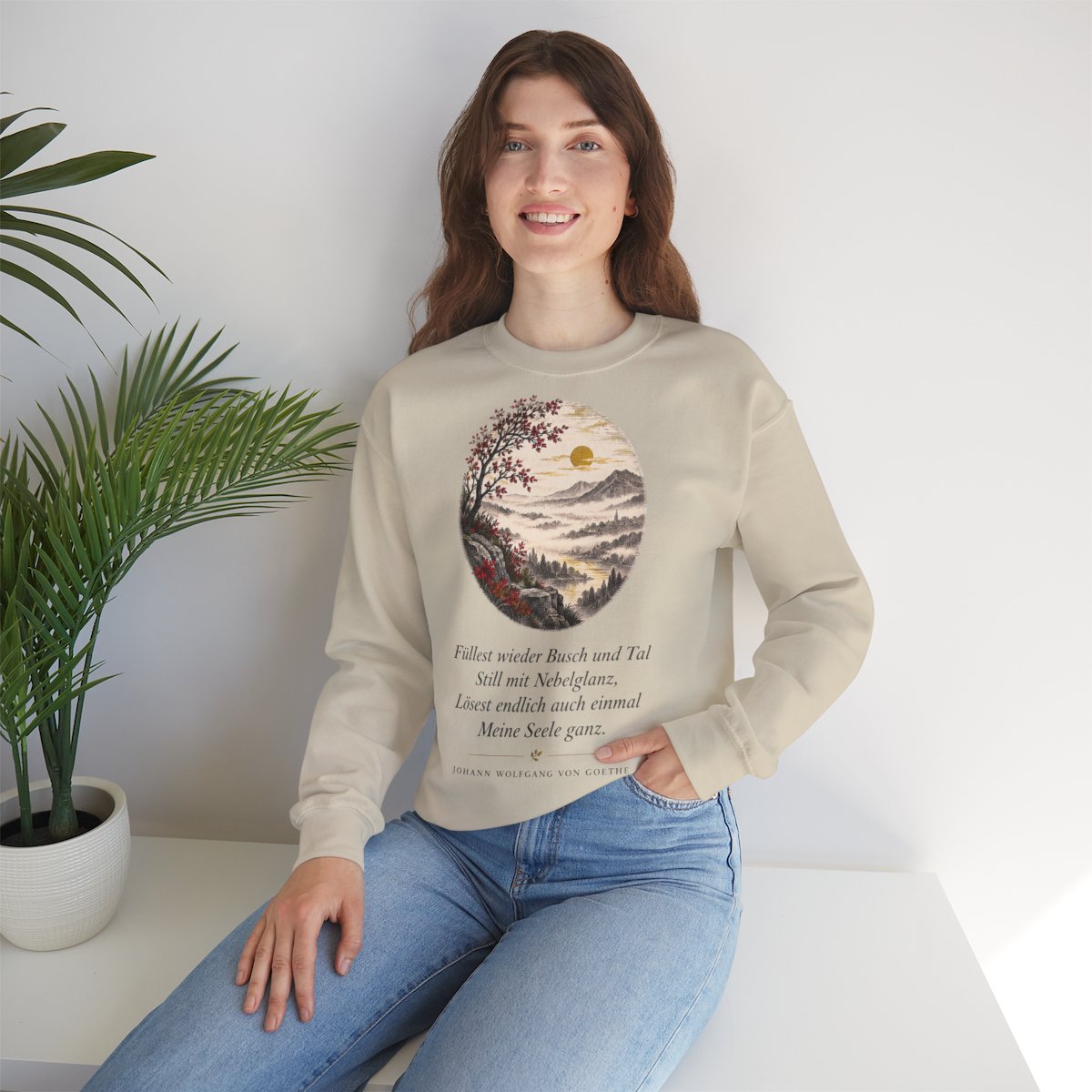 Unisex Sweatshirt mit Zitat - Goethe - Füllest wieder Busch und Tal – lifestyle