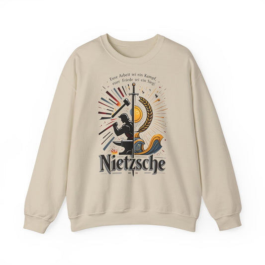 Unisex Sweatshirt mit Zitat - Nietzsche - Arbeit sei ein Kampf – front