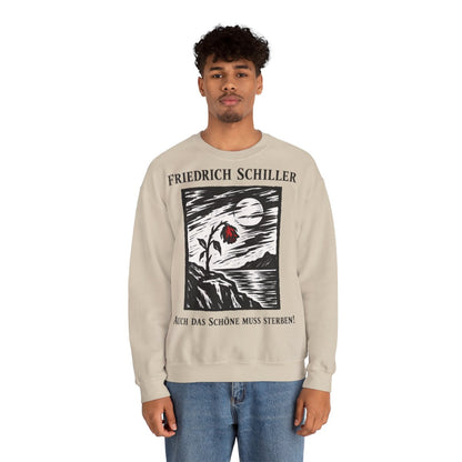 Unisex Sweatshirt mit Zitat - Schiller - Auch das Schöne muss sterben Holzschnitt – person-2