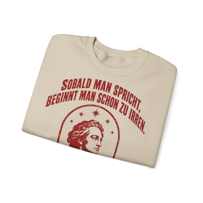 Unisex Sweatshirt mit Zitat - Goethe - Sobald man spricht Vintage – folded