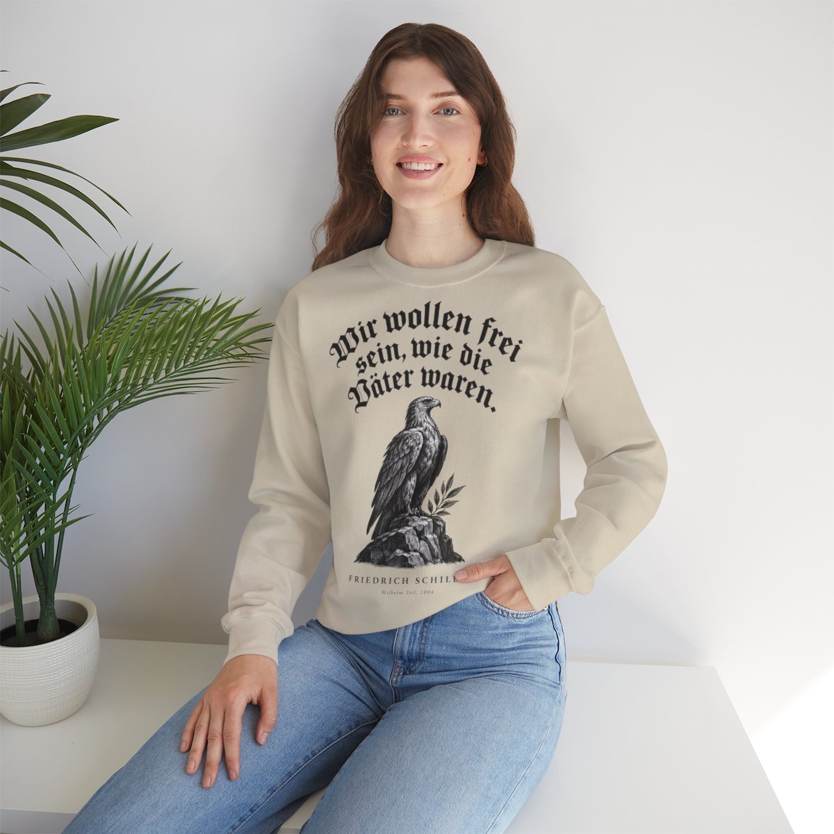 Unisex Sweatshirt mit Zitat - Schiller - Wir wollen frei sein Gravur – lifestyle