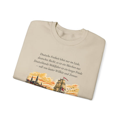 Unisex Sweatshirt mit Zitat - Fallersleben - Deutsche Freiheit lebet nur im Liede – folded