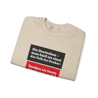 Unisex Sweatshirt mit Zitat - Nietzsche - Volk der Denker Balken – folded