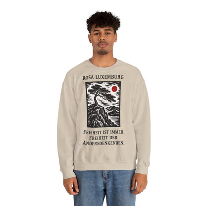 Unisex Sweatshirt mit Zitat - Luxemburg - Freiheit ist immer Freiheit der Andersdenkenden Holzschnitt – person-2