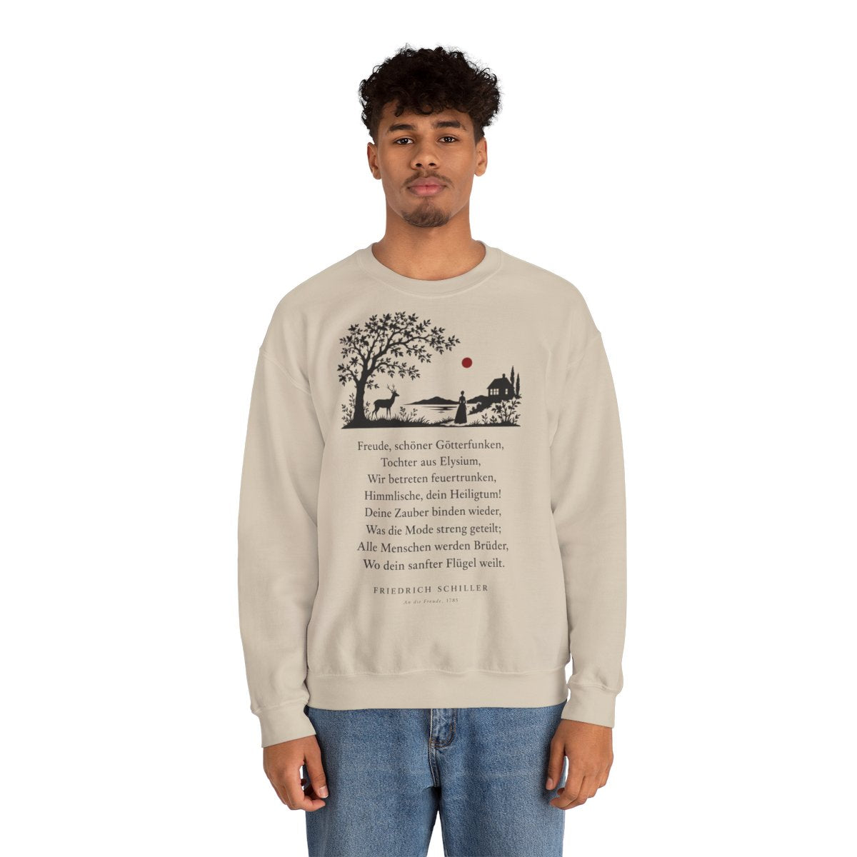 Unisex Sweatshirt mit Zitat - Schiller - Freude, schöner Götterfunken Scherenschnitt – person-2