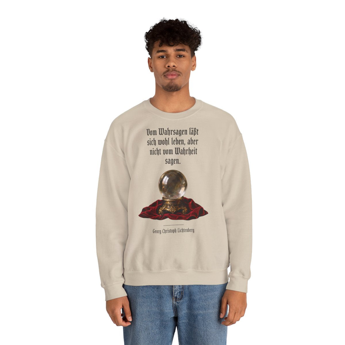 Unisex Sweatshirt mit Zitat - Lichtenberg - Vom Wahrsagen – person-2