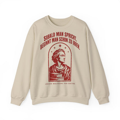 Unisex Sweatshirt mit Zitat - Goethe - Sobald man spricht Vintage – front