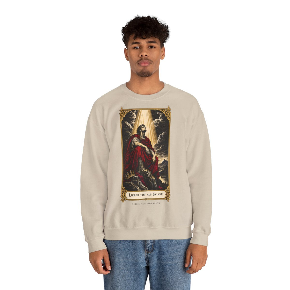 Unisex Sweatshirt mit Zitat - Liliencron - Lieber tot als Sklave – person-2