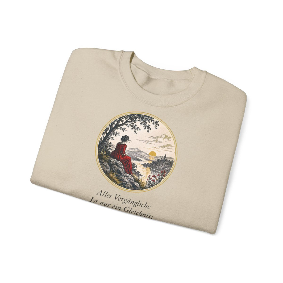 Unisex Sweatshirt mit Zitat - Goethe - Alles Vergängliche – folded