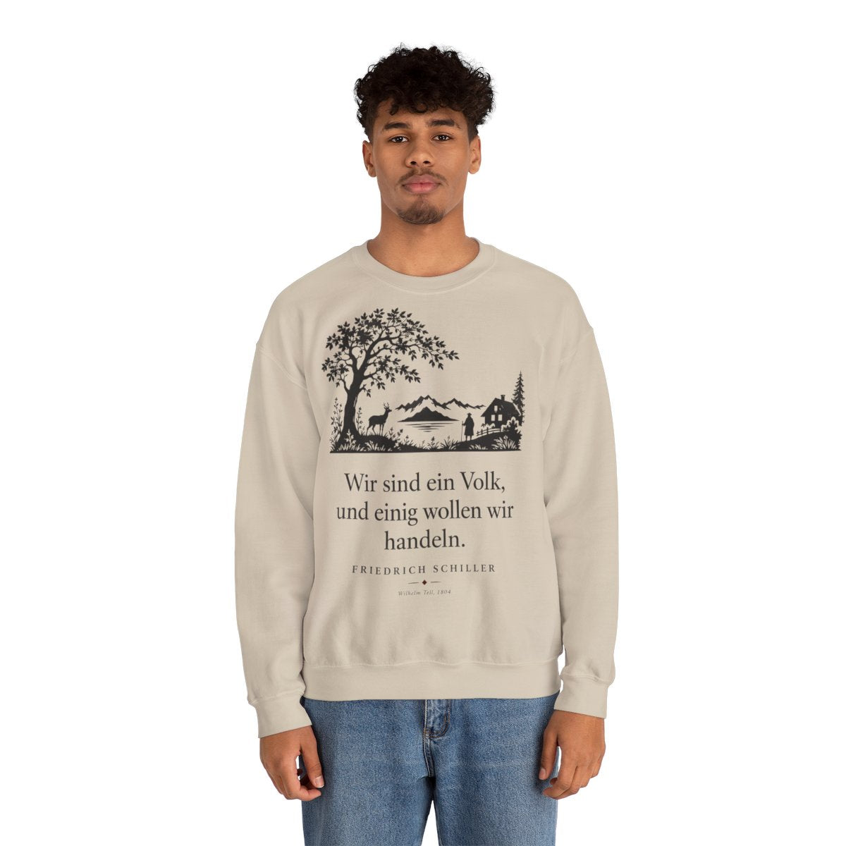 Unisex Sweatshirt mit Zitat - Schiller - Wir sind ein Volk Scherenschnitt – person-2