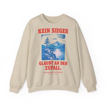 Unisex Sweatshirt mit Zitat - Nietzsche - Kein Sieger glaubt an den Zufall – front