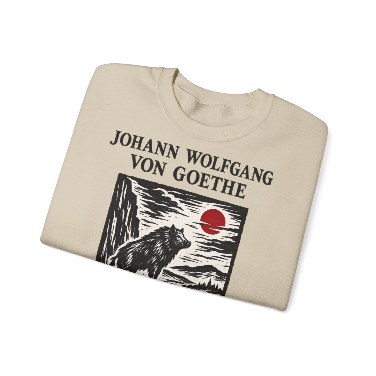 Unisex Sweatshirt mit Zitat - Goethe - Uns ist ganz kannibalisch wohl – folded