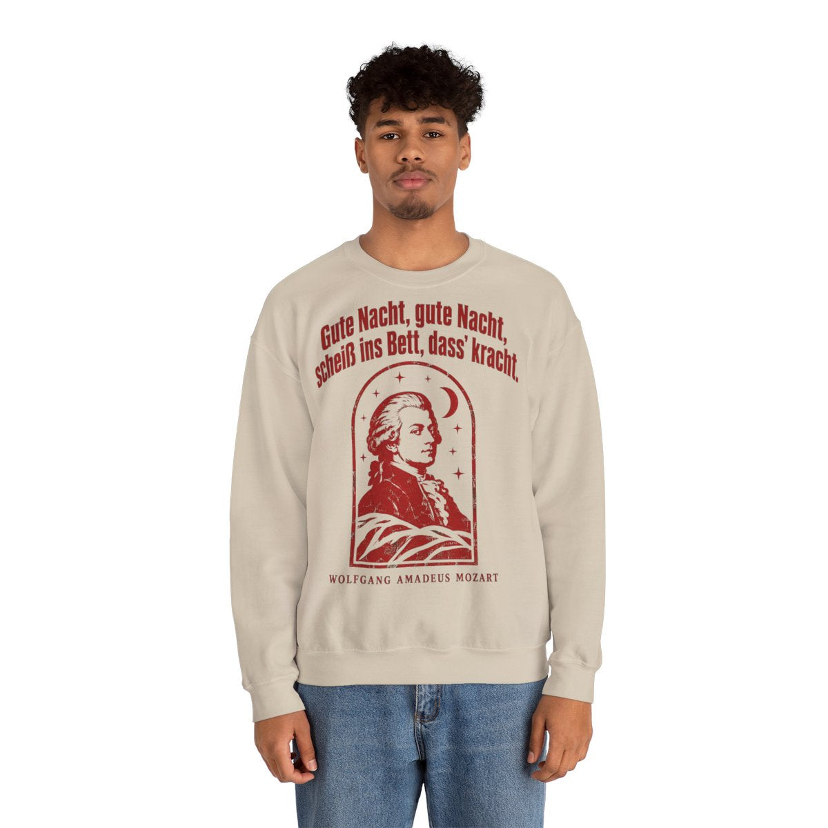 Unisex Sweatshirt mit Zitat - Mozart - Gute Nacht, gute Nacht Vintage – person-2