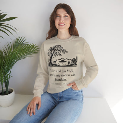 Unisex Sweatshirt mit Zitat - Schiller - Wir sind ein Volk Scherenschnitt – lifestyle