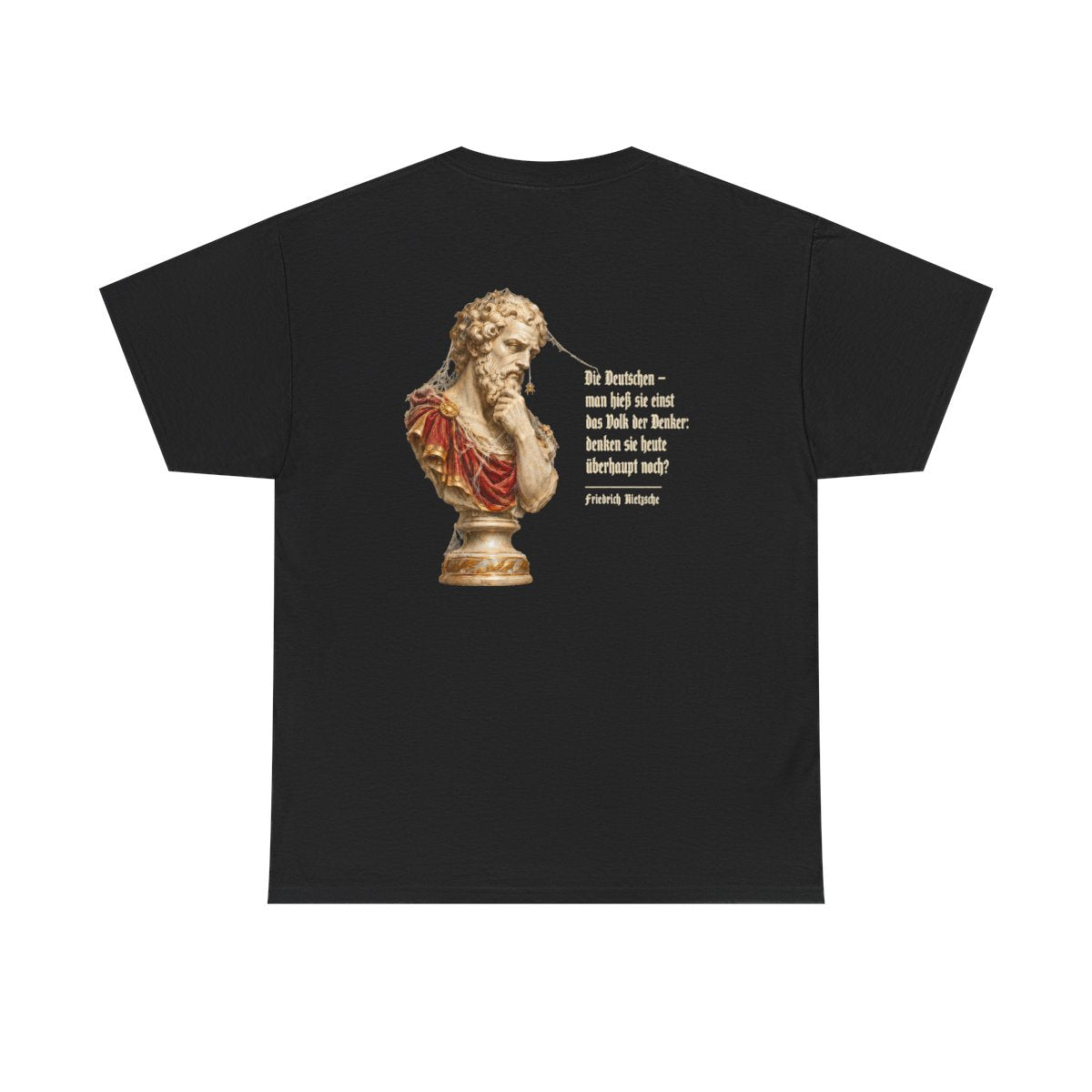 Unisex T-Shirt mit Zitat - Nietzsche - Volk der Denker (Druck hinten) – back