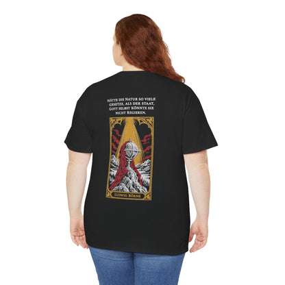 Unisex T-Shirt mit Zitat - Börne - Hätte die Natur so viele (Druck hinten) – person-5-back