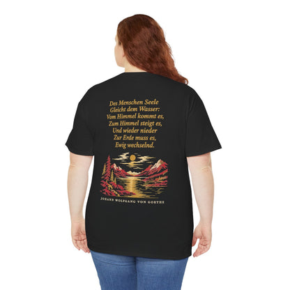 Unisex T-Shirt mit Zitat - Goethe - Des Menschen Seele (Druck hinten) – person-5-back