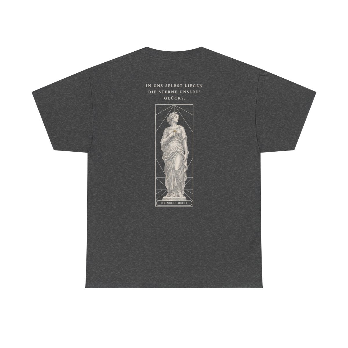 Unisex T-Shirt mit Zitat - Heine - In uns selbst liegen (Druck hinten) – back