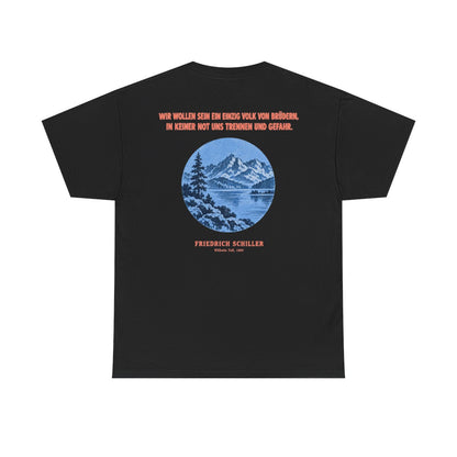 Unisex T-Shirt mit Zitat - Schiller - Wir wollen sein ein einzig (Druck hinten) – back