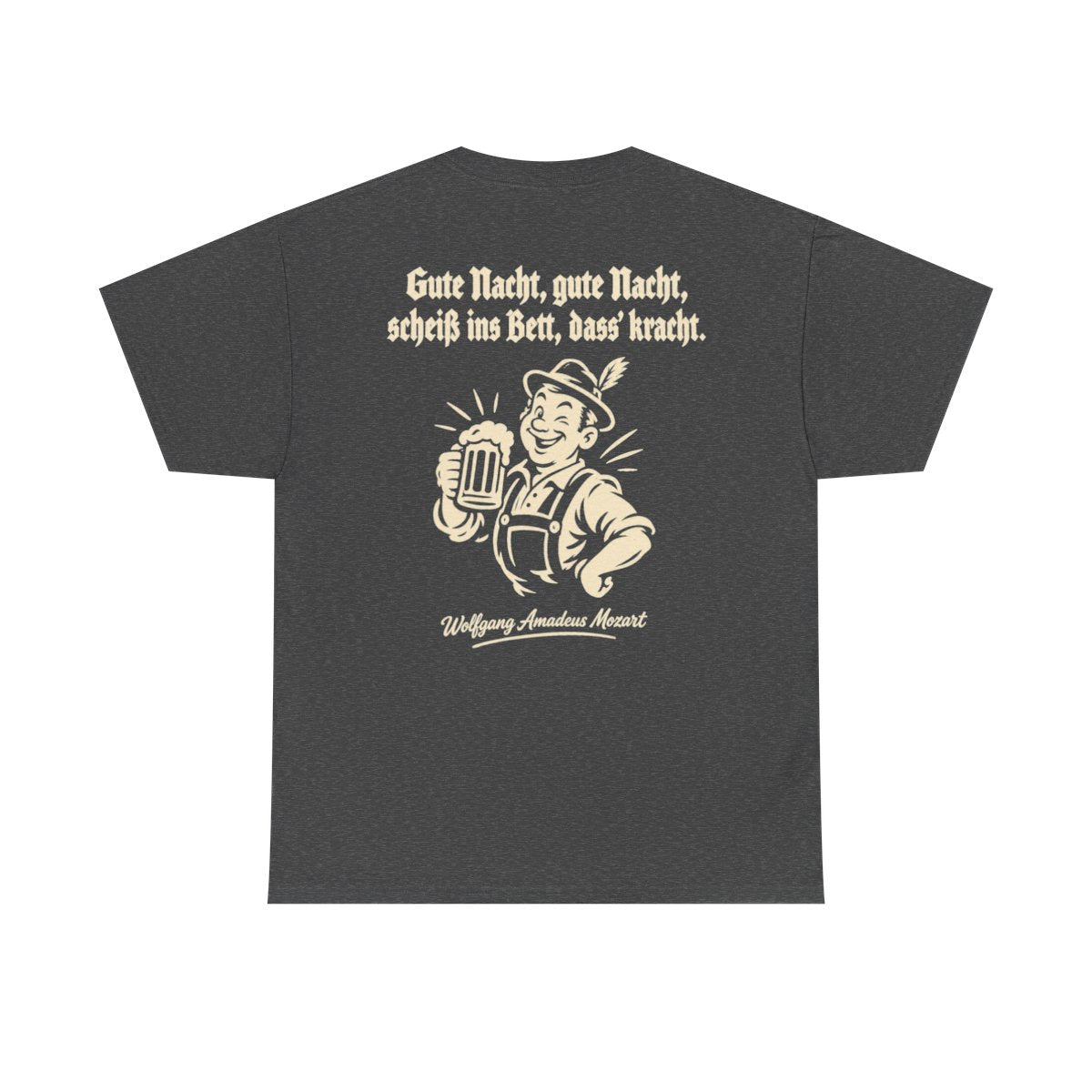 Unisex T-Shirt mit Zitat - Mozart - Gute Nacht, gute Nacht (Druck hinten) – back