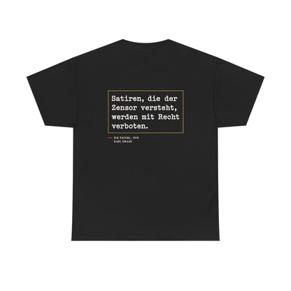 Unisex T-Shirt mit Zitat - Kraus - Satiren und Zensor (Druck hinten) – back