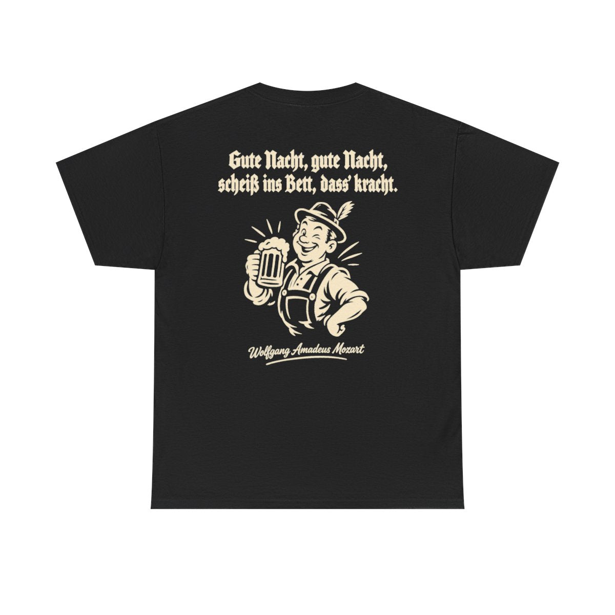 Unisex T-Shirt mit Zitat - Mozart - Gute Nacht, gute Nacht (Druck hinten) – back