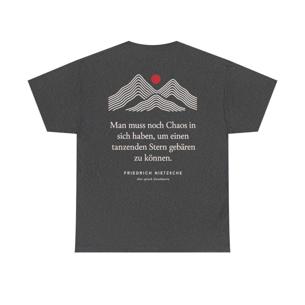 Unisex T-Shirt mit Zitat - Nietzsche - Man muss noch Chaos Linien (Druck hinten) – back