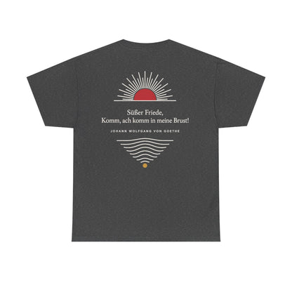 Unisex T-Shirt mit Zitat - Goethe - Süßer Friede Linien (Druck hinten) – back
