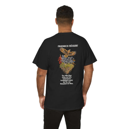 Unisex T-Shirt mit Zitat - Rückert - Der Adler fliegt allein (Druck hinten) – person-6-back