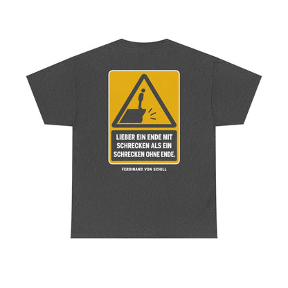 Unisex T-Shirt mit Zitat - Schill - Lieber ein Ende mit Schrecken (Druck hinten) – back