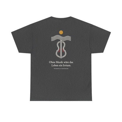 Unisex T-Shirt mit Zitat - Nietzsche - Ohne Musik (Druck hinten) – back
