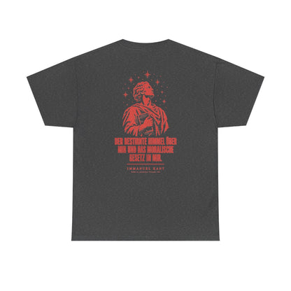 Unisex T-Shirt mit Zitat - Kant - Der bestirnte Himmel über mir Vintage (Druck hinten) – back