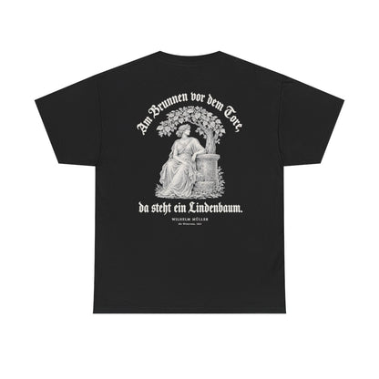 Unisex T-Shirt mit Zitat - Müller - Am Brunnen vor dem Tore Gravur (Druck hinten) – back
