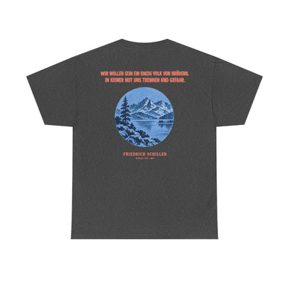 Unisex T-Shirt mit Zitat - Schiller - Wir wollen sein ein einzig (Druck hinten) – back