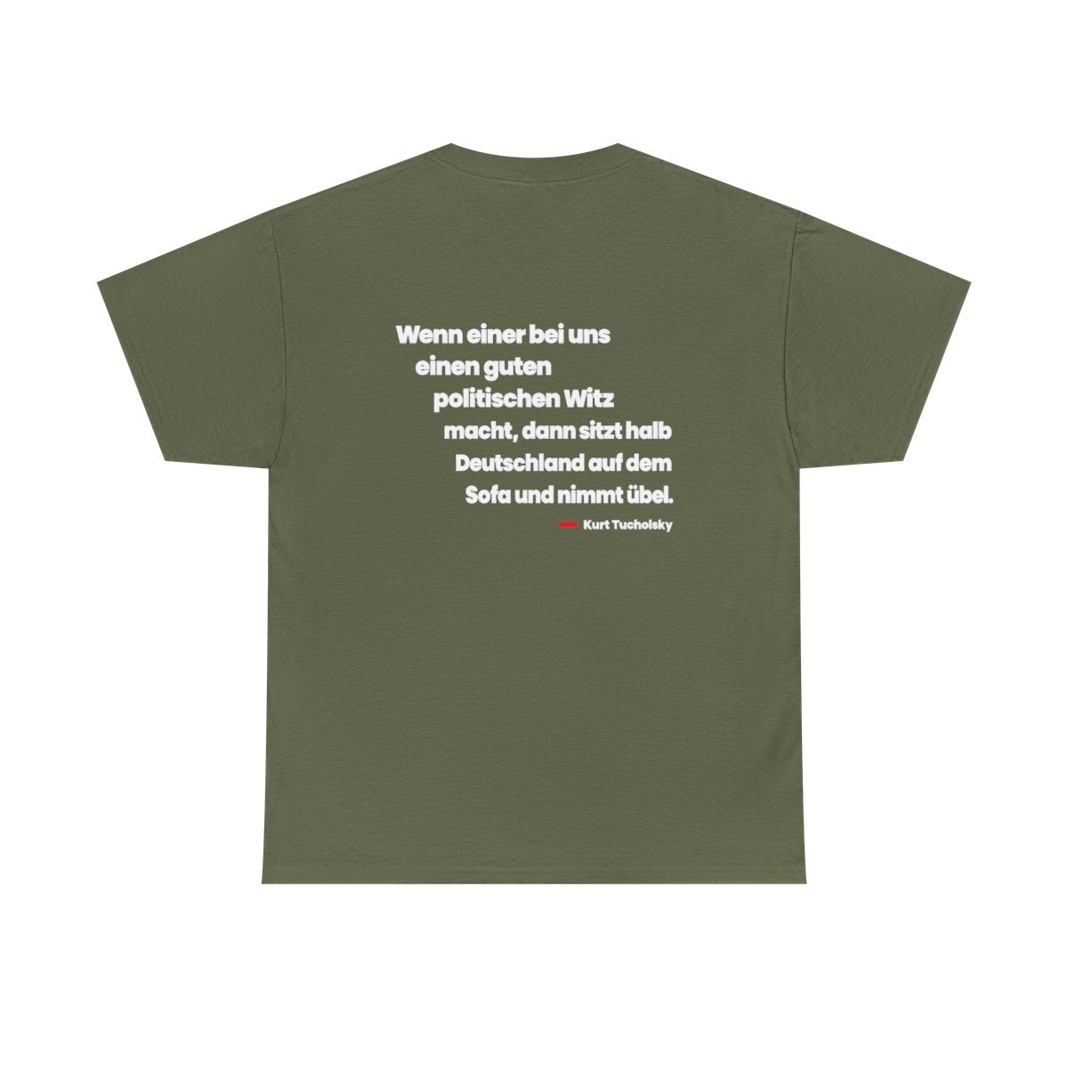 Unisex T-Shirt mit Zitat - Tucholsky - Der politische Witz (Druck hinten) – back
