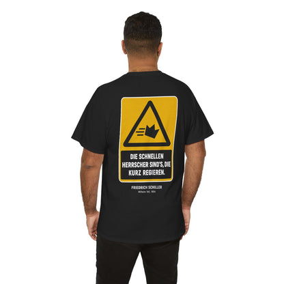 Unisex T-Shirt mit Zitat - Schiller - Die schnellen Herrscher sind’s, die kurz regieren (Druck hinten) – person-6-back