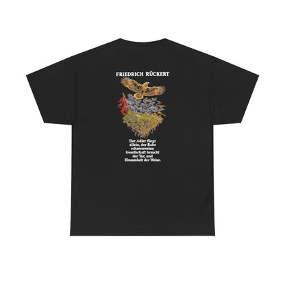 Unisex T-Shirt mit Zitat - Rückert - Der Adler fliegt allein (Druck hinten) – back