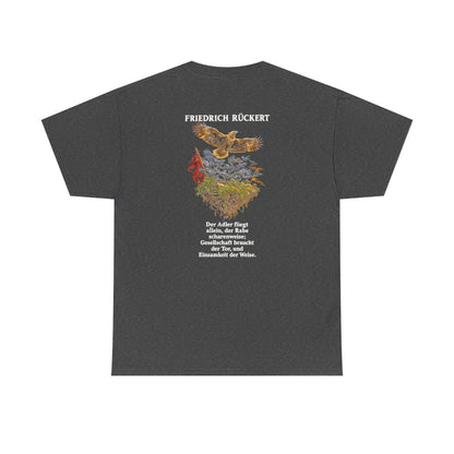 Unisex T-Shirt mit Zitat - Rückert - Der Adler fliegt allein (Druck hinten) – back
