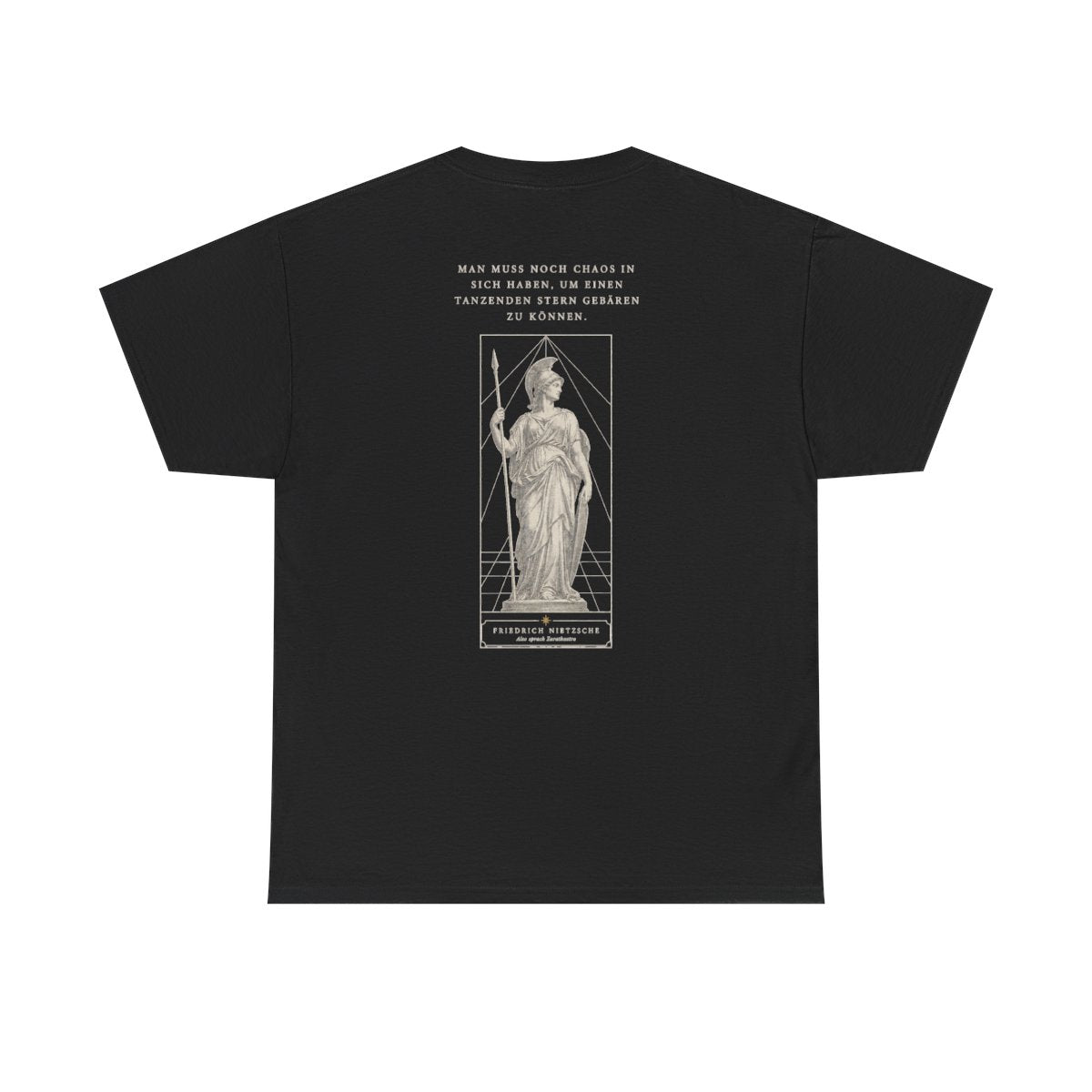 Unisex T-Shirt mit Zitat - Nietzsche - Man muss noch Chaos (Druck hinten) – back
