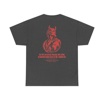 Unisex T-Shirt mit Zitat - Rückert - Der Teufel hat die Welt (Druck hinten) – back